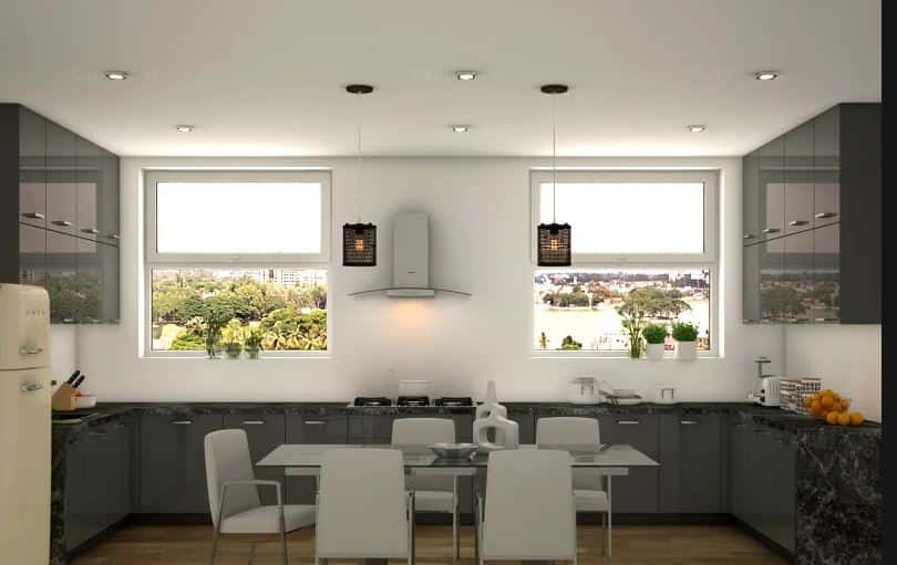 black and white kitchen