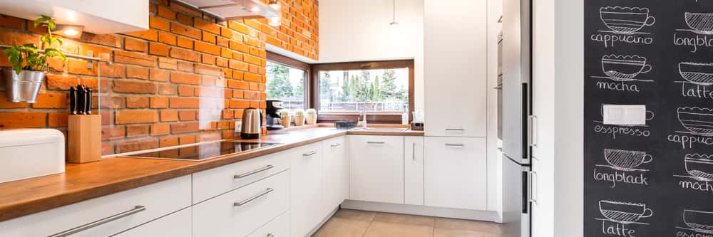 brick wall kitchen 