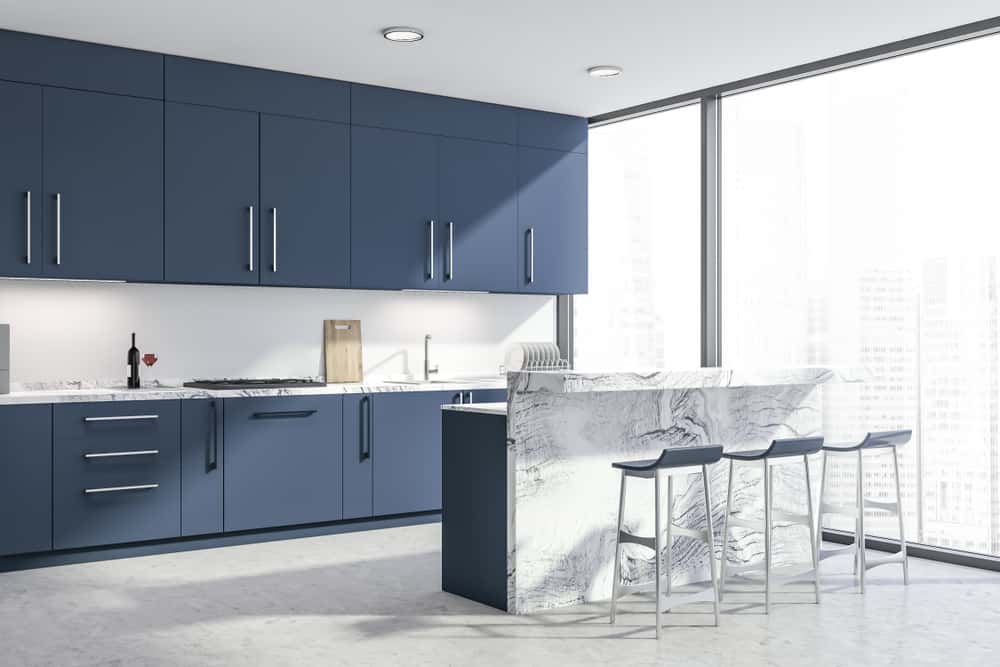blue kitchen cabinets