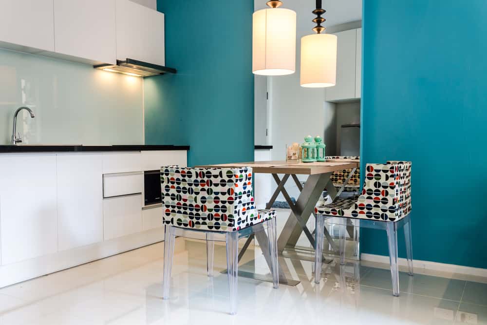 blue modular kitchen