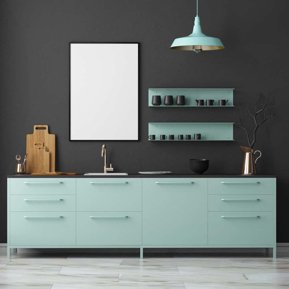 blue and black kitchen