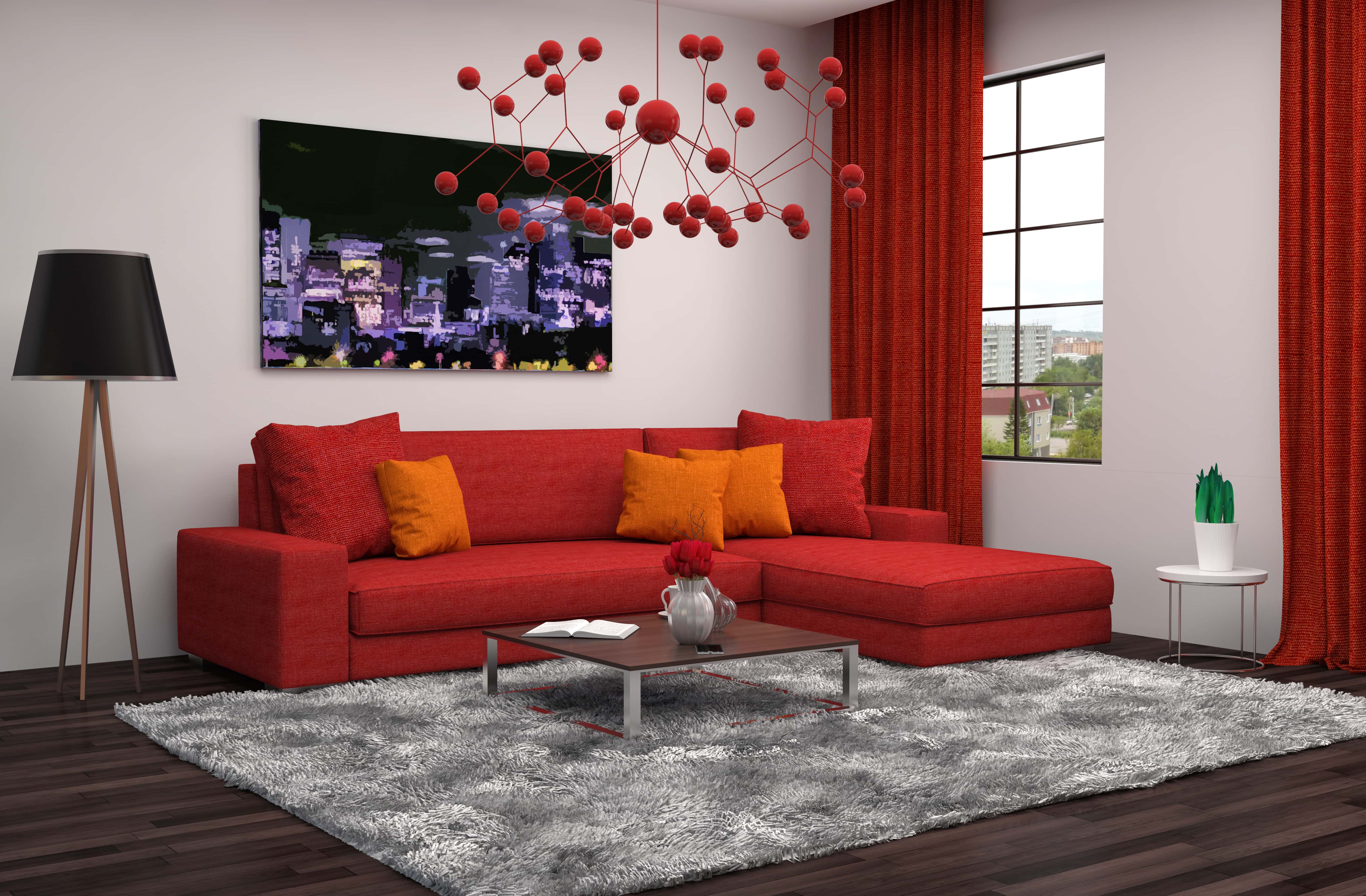 Red color curtain Design