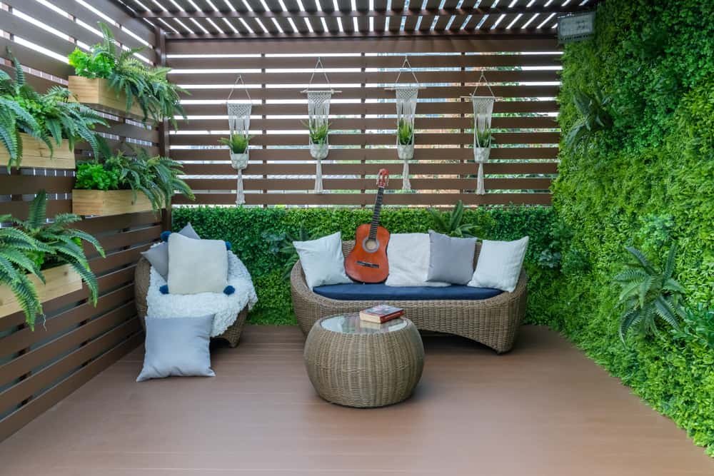 cozy green corner in balcony