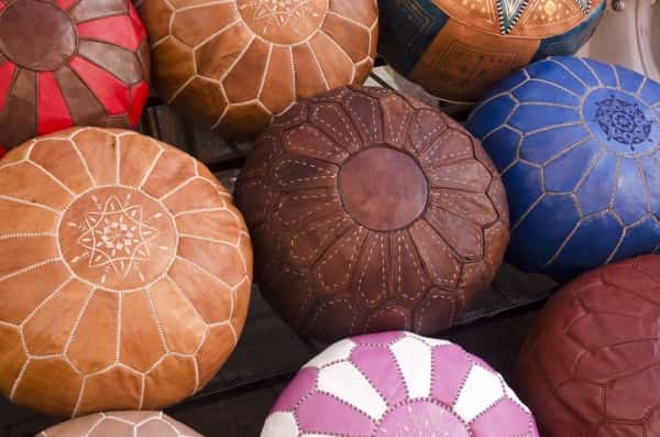 Moroccan Faux Leather Pauffes