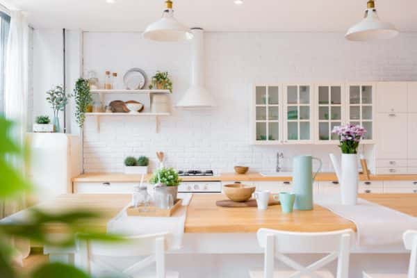 wooden and white kitchen designs