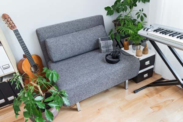 bedroom with a music corner