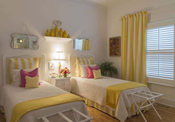 Single and double bed guest bedroom