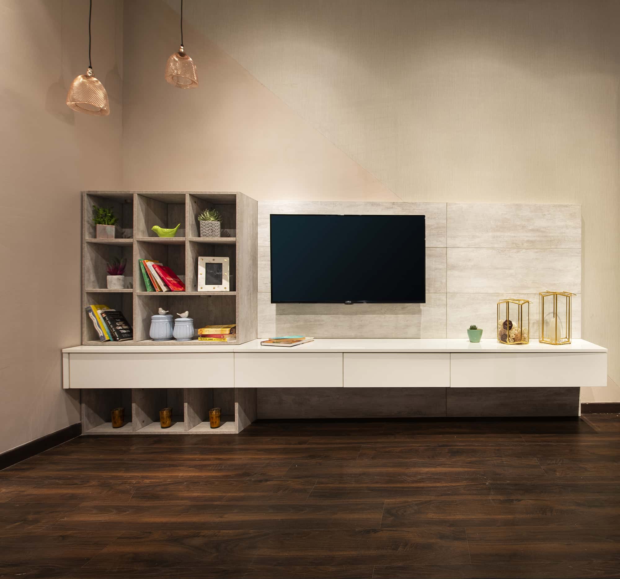 Modern HomeLane Experience Center in Gurugram TV wall display