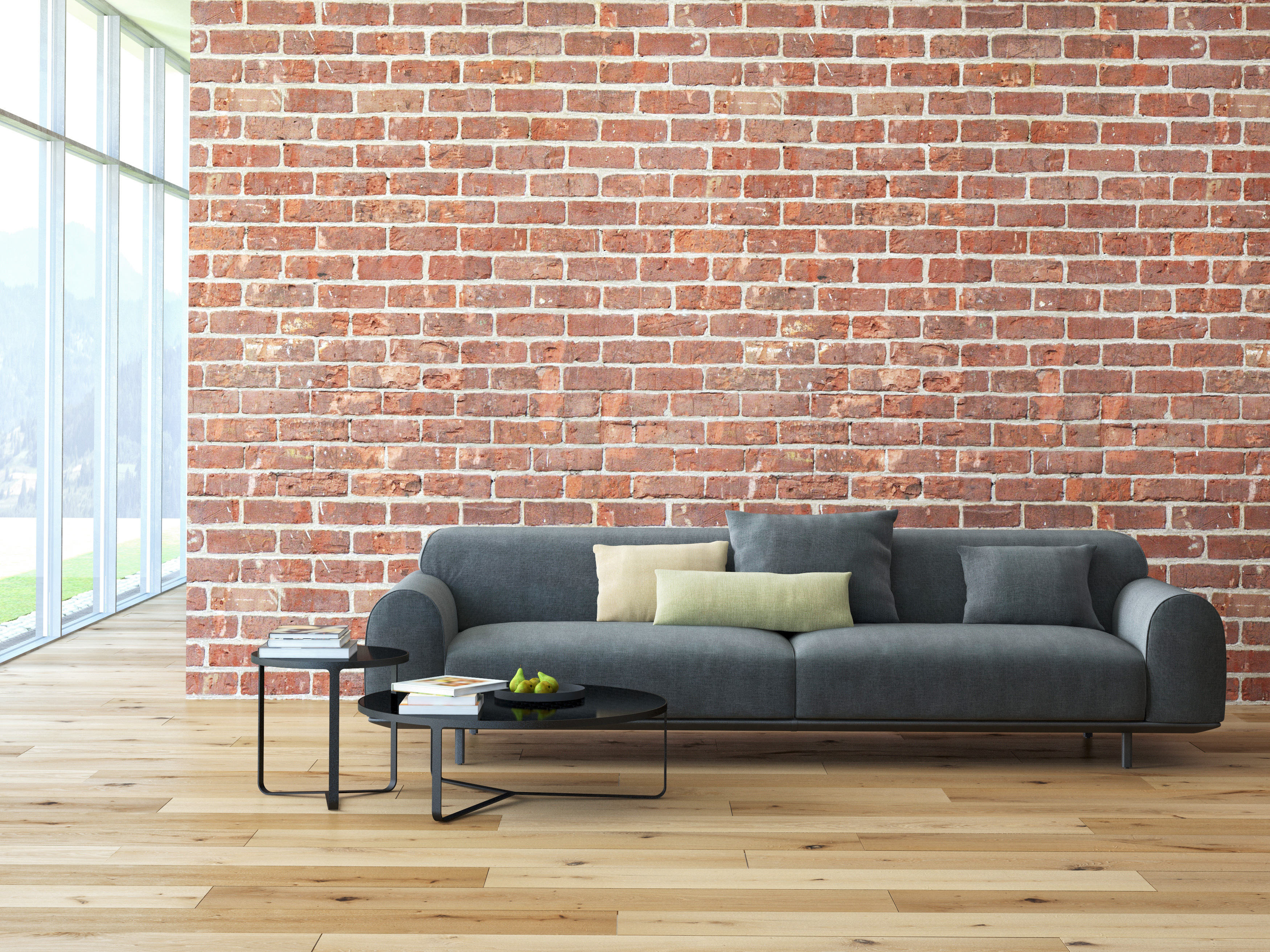 living room brick wall design