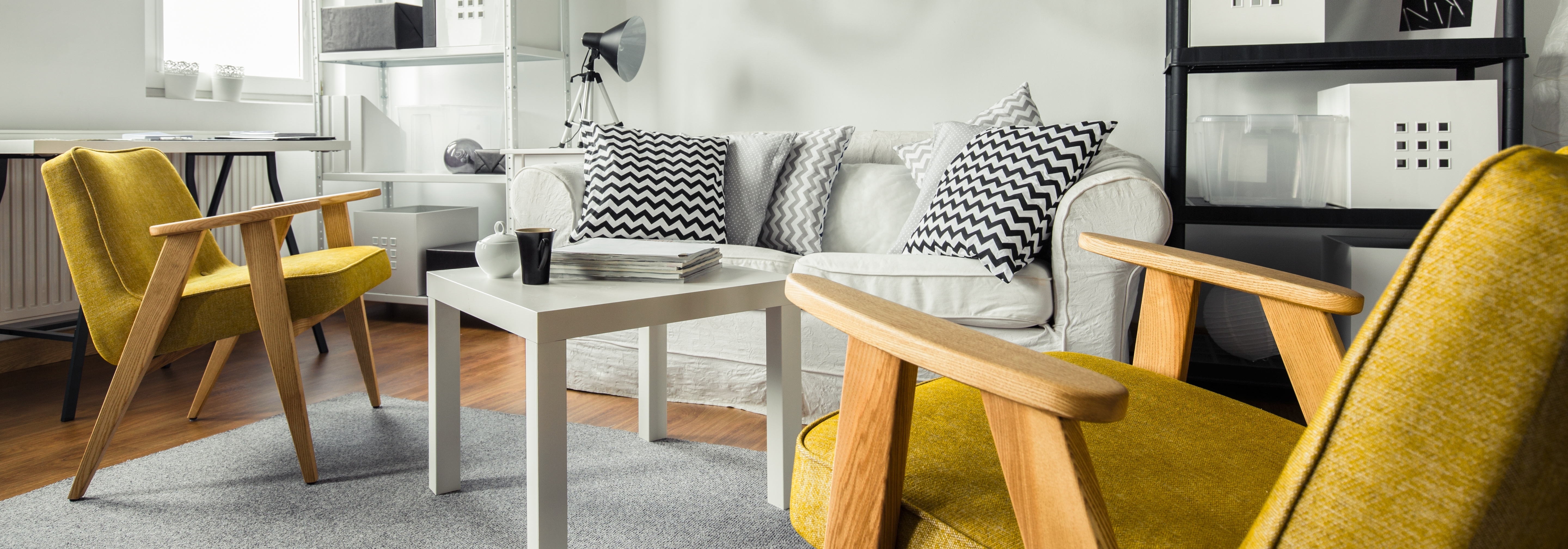 Yellow and White Sofa