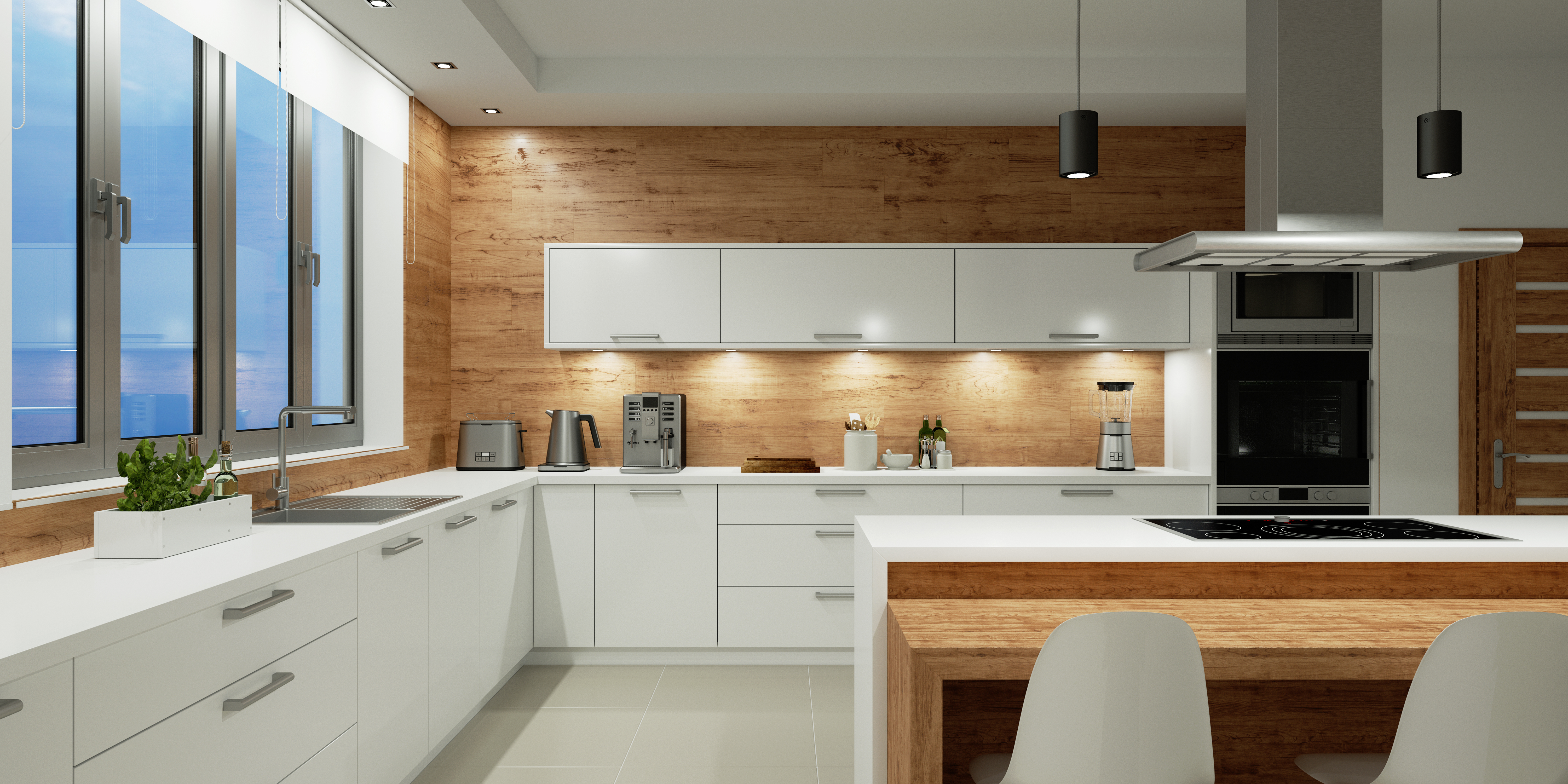 Modern setup with kitchen electrical points for easy appliance access