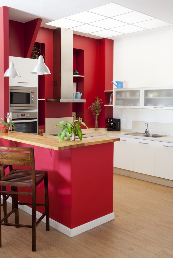 red kitchen wall