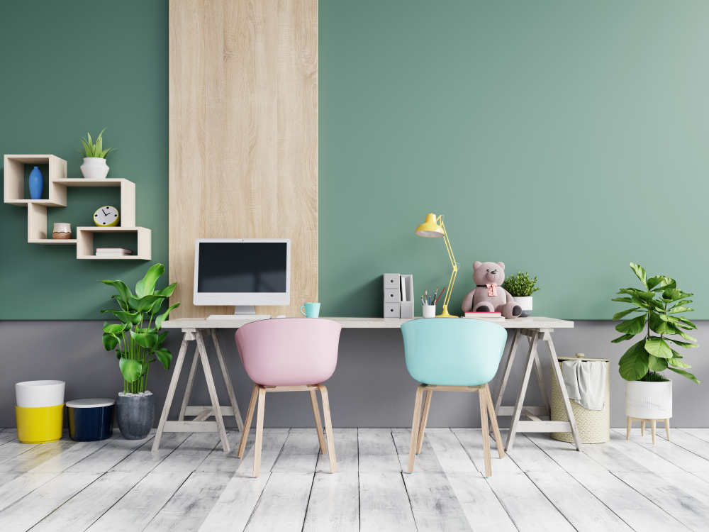 Earthy green home office design