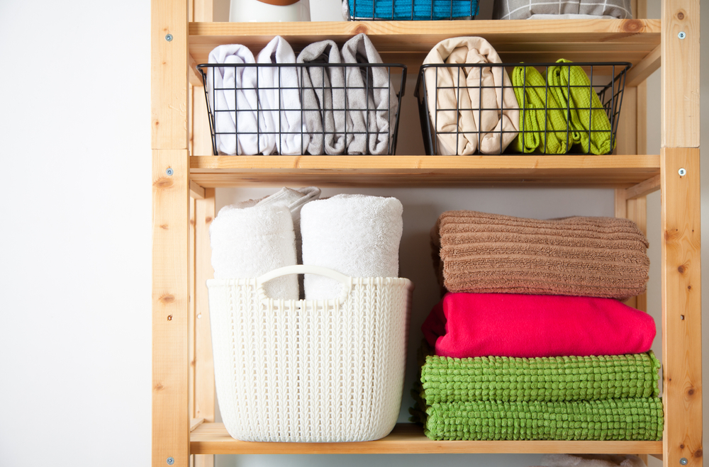 storage baskets for open shelves