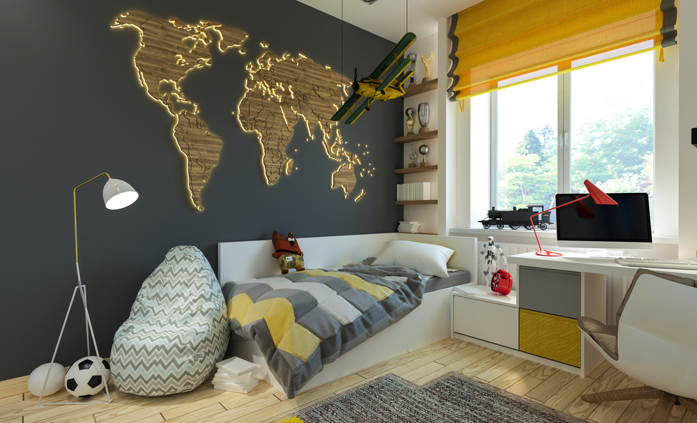 travel inspired bedroom