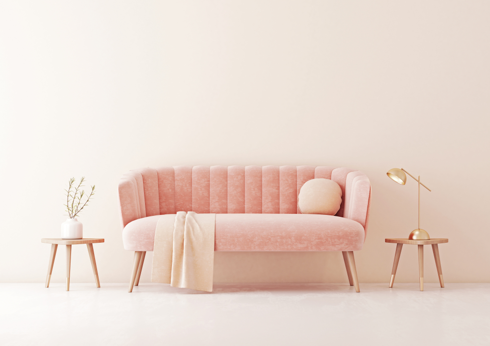 soft pink sofa