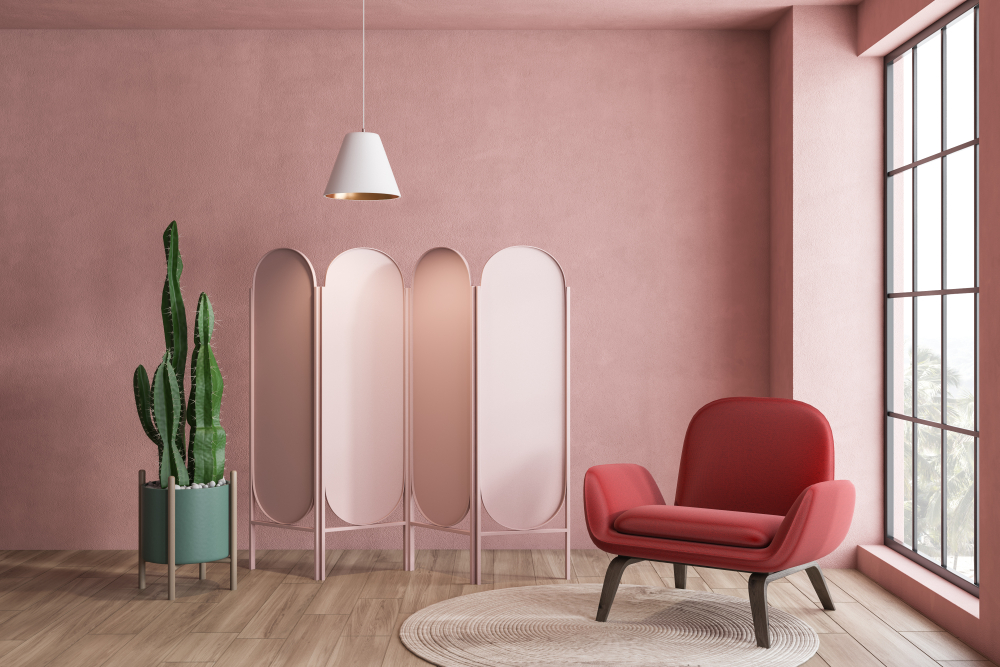 monochromatic pink colour homes