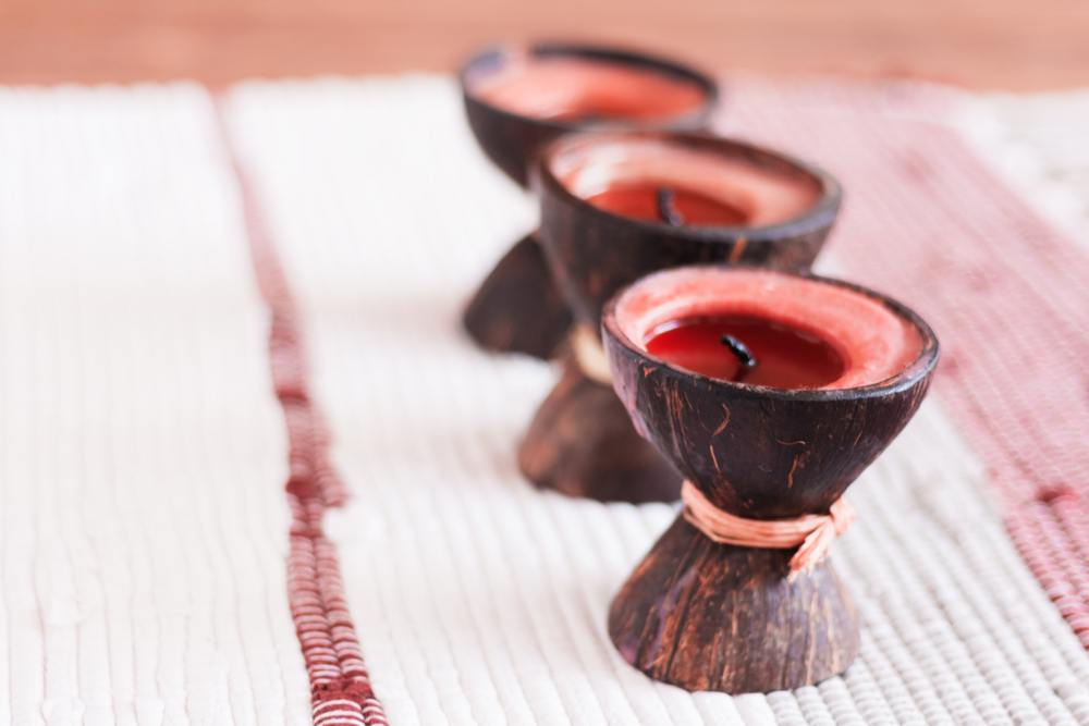 coconut shells candles