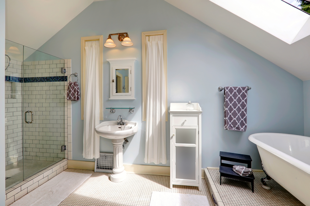 light blue bathroom