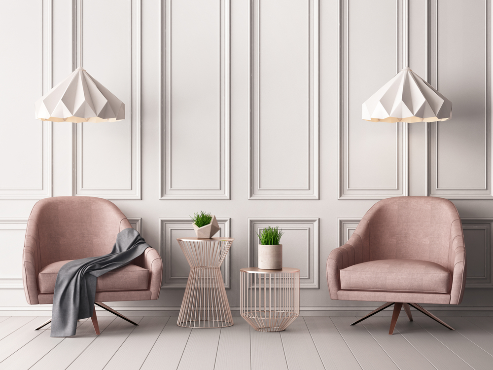 pastel pink sofa and furniture