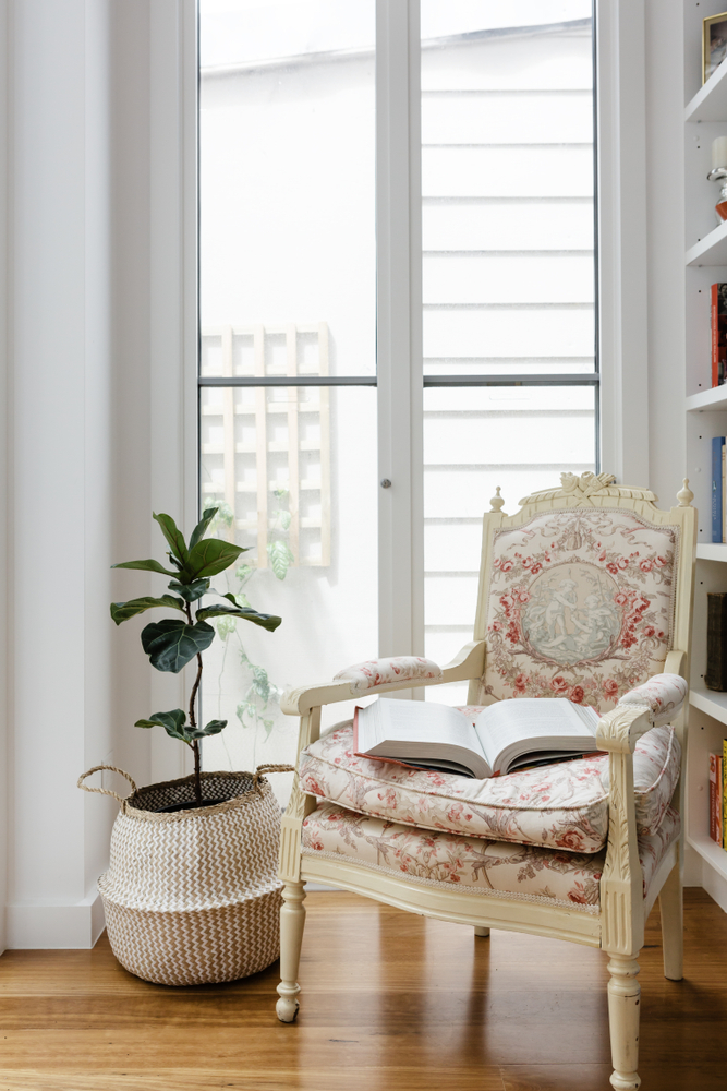 Floral print vintage accent chairs