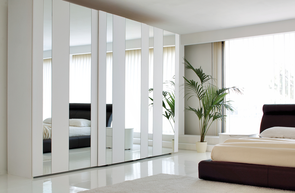 white acrylic panels mirror wardrobe