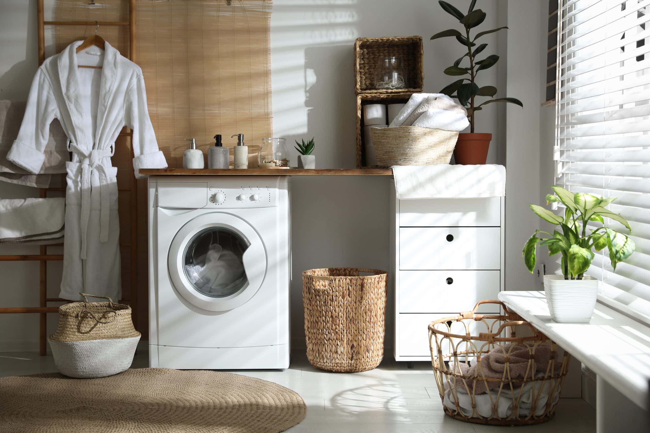 washing machine area in laundry room