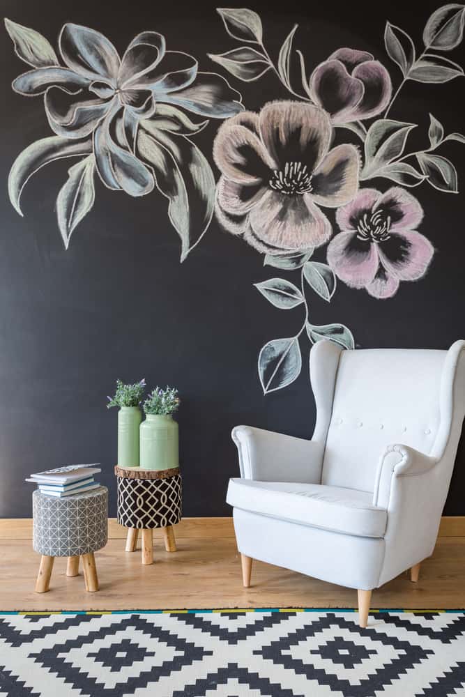 accent wall with chalkboard