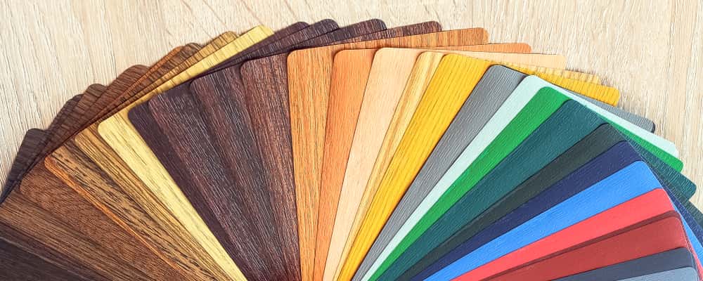 Swatch palette kitchen cabinets colors showcasing wooden and vibrant modern finishes