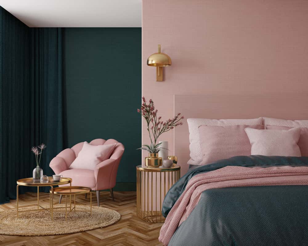Pink and Black bedroom walls