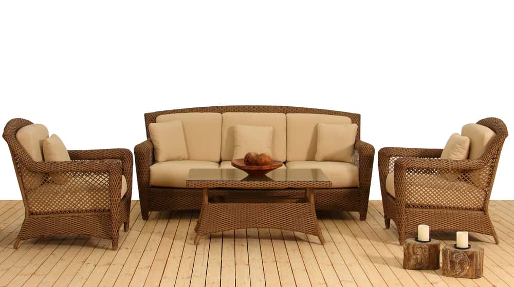 wood with rattan furniture