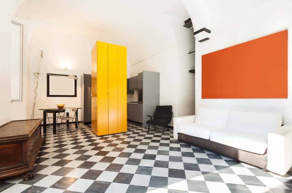 chequered-style tiles