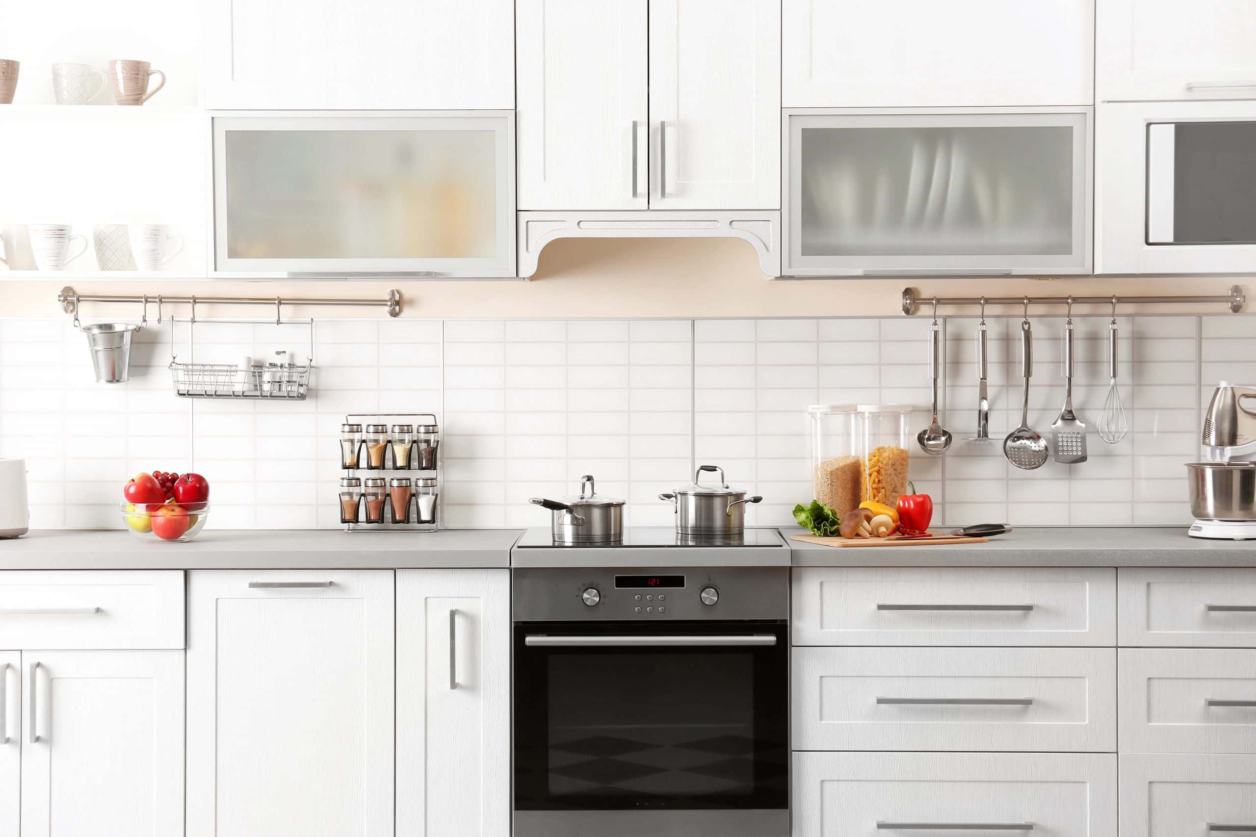 Best colour combination for modular kitchen in white minimalist design