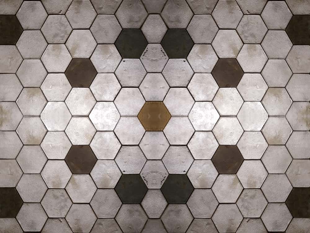 decorative metal wall panel in hexagonal pattern