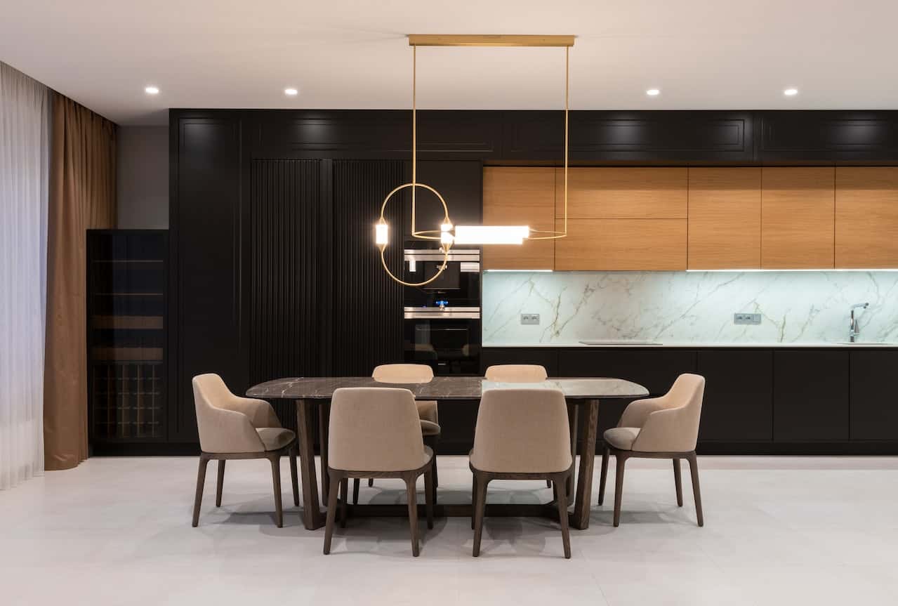 Elegant modern ceiling lights without false ceiling over dining area