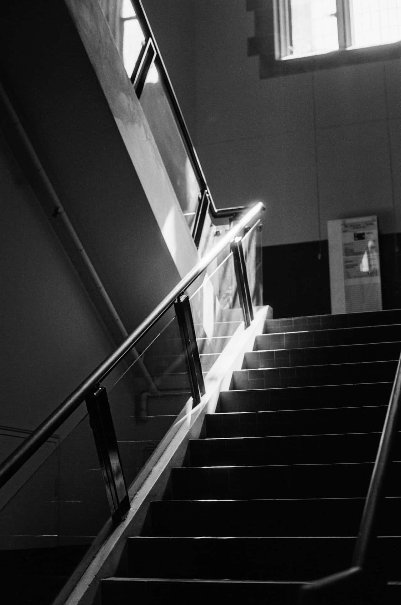 steel and glass railing design for the stairs