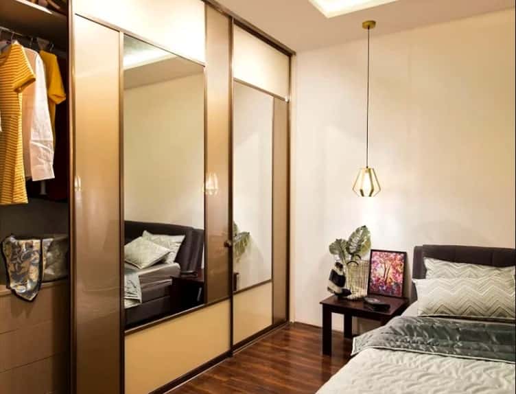 two-tone wardrobe with mirror