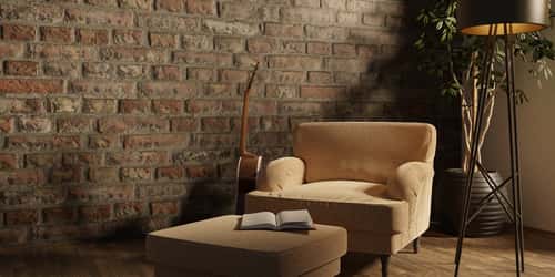 brick wall design for brown living room