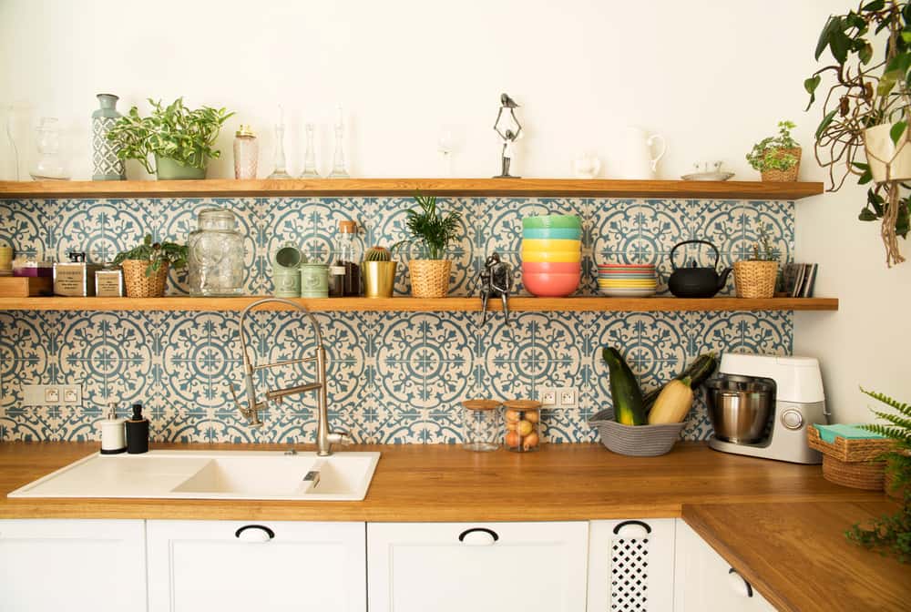 open shelving to brighten up a dark kitchen