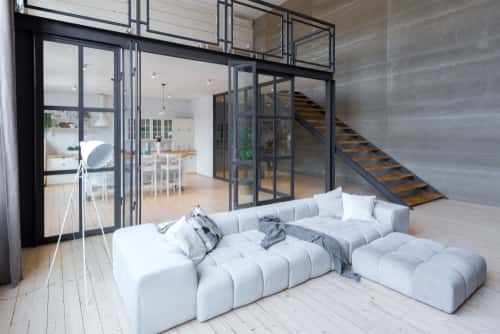 Living room and dining room glass partition