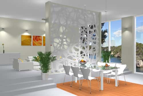 Living room with attached dining table