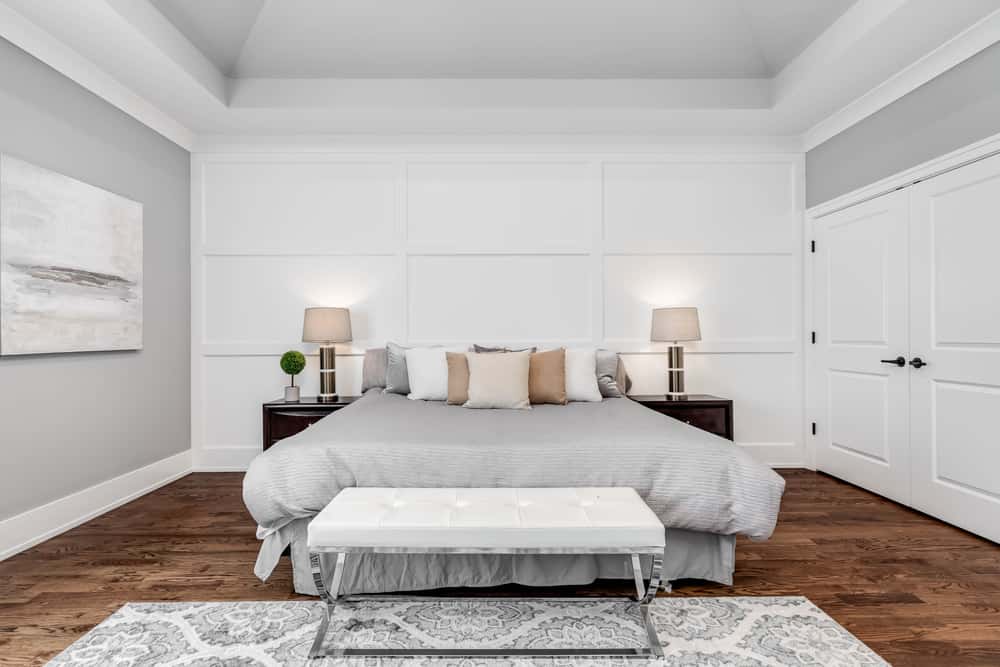 white master bedroom