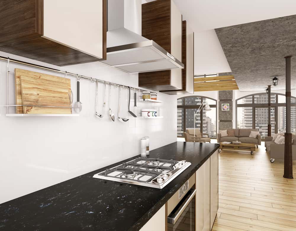 kitchen cabinet colours that go with black countertops