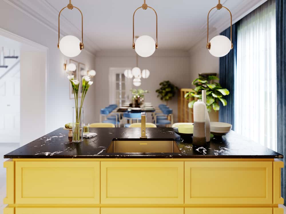 modern kitchen black granite countertops