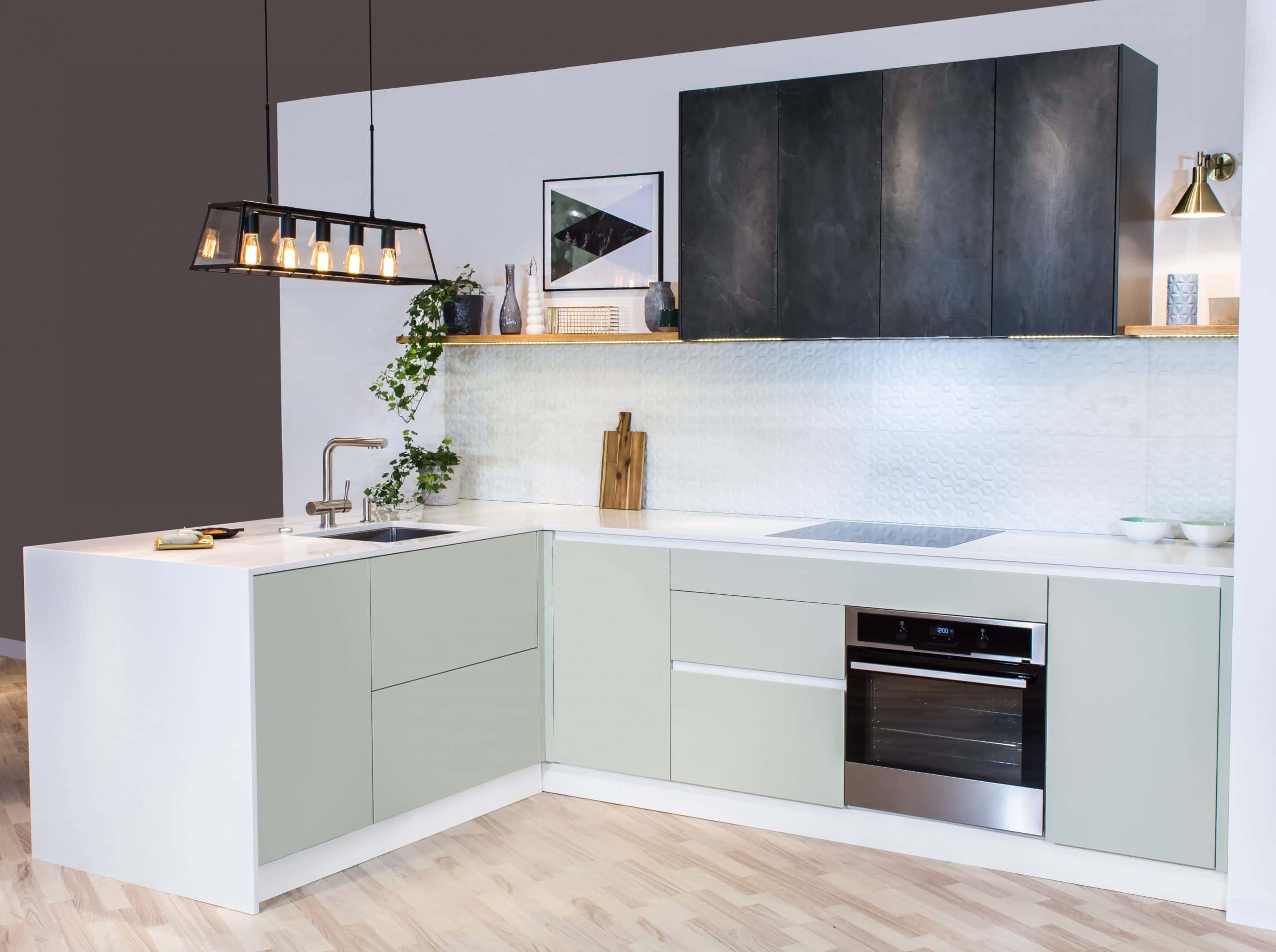 pastel grey kitchen