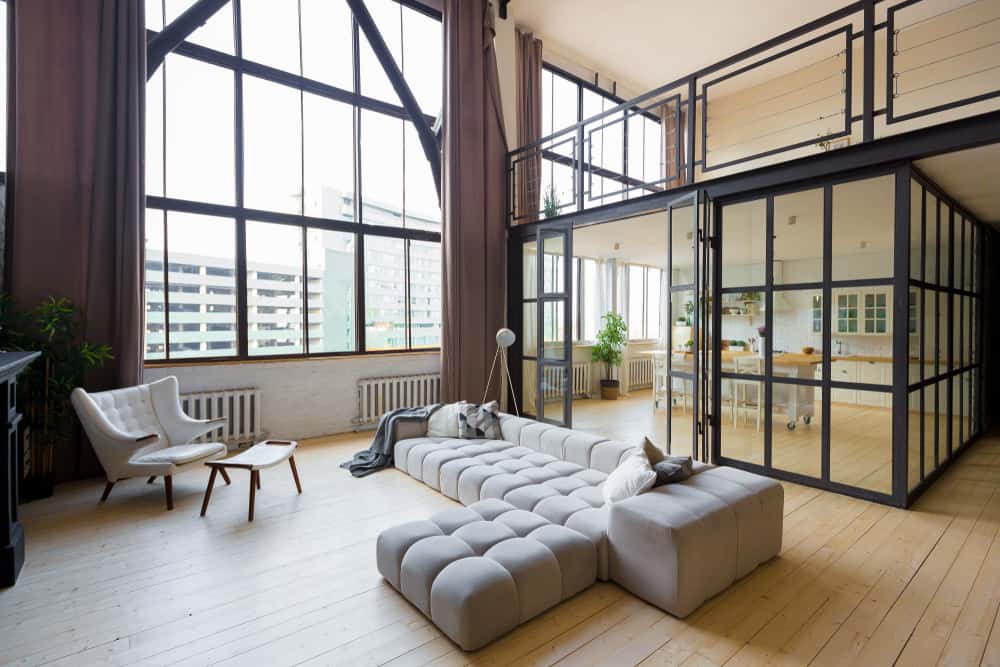 glass partition for living room and kitchen 