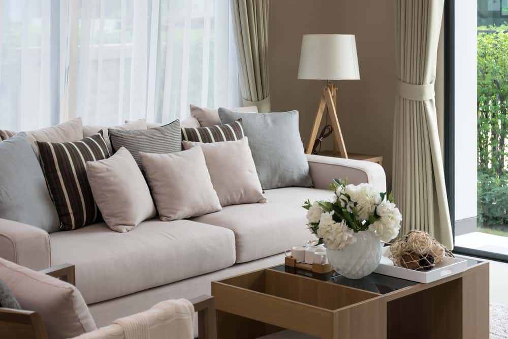 grey and brown living room