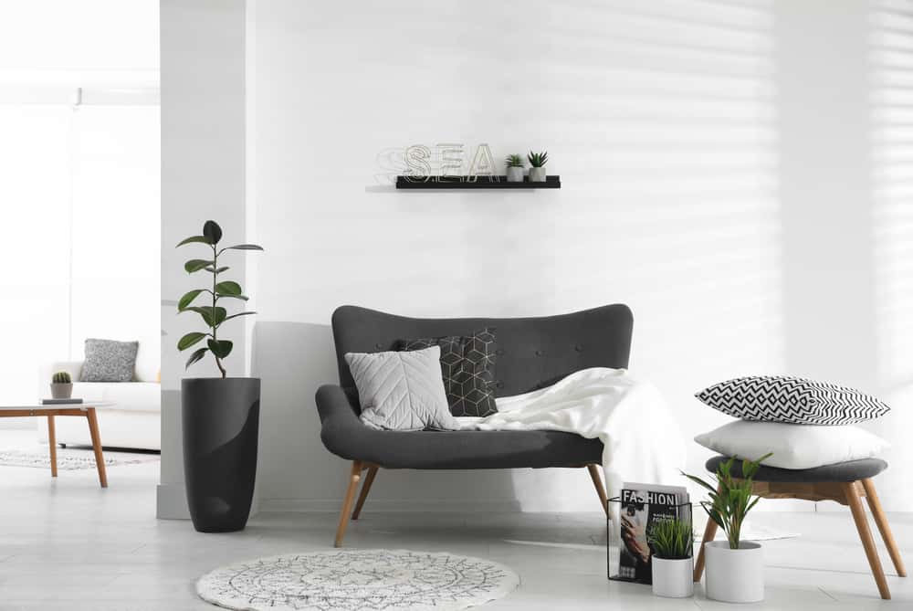grey and white color living room