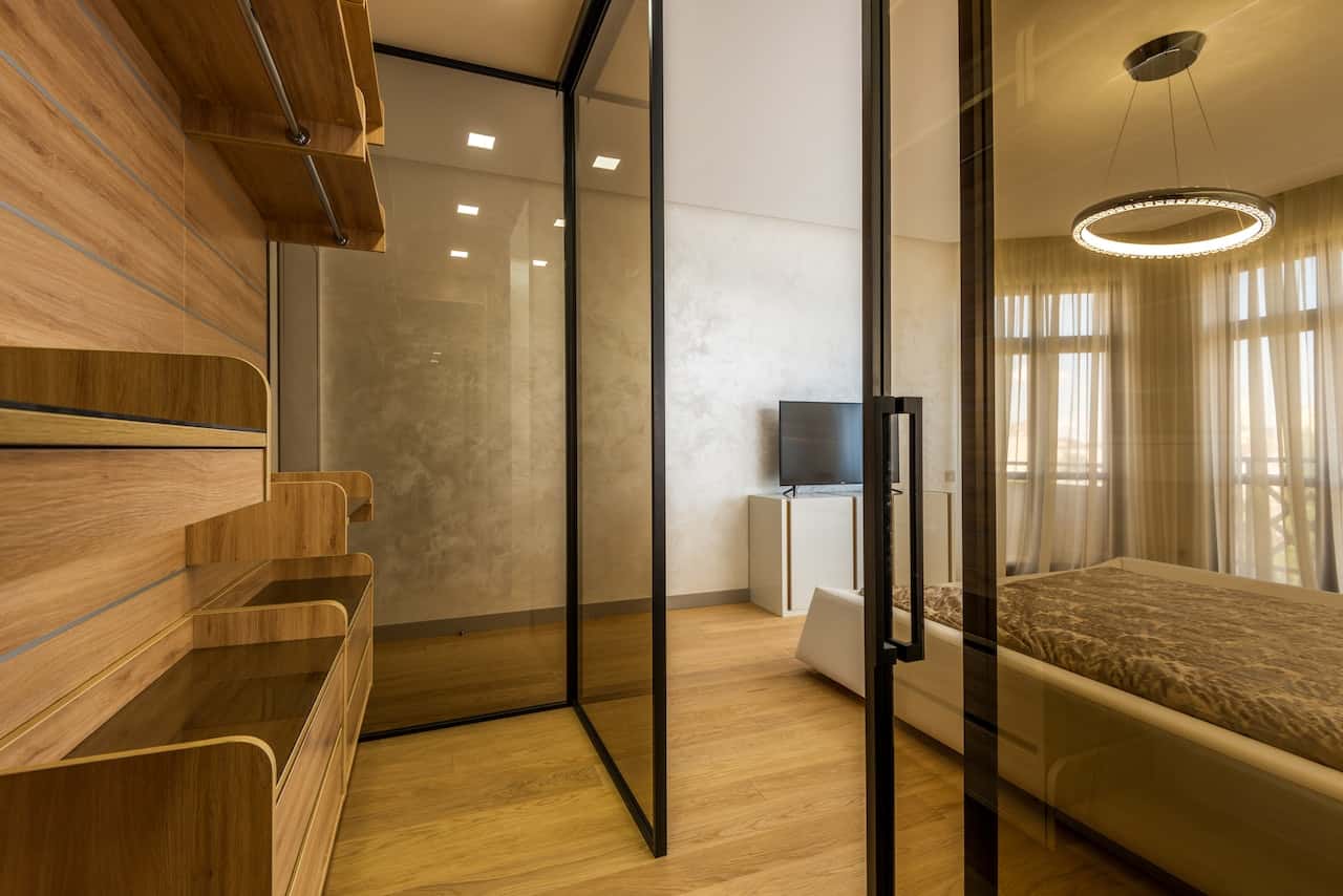 hinged glass wardrobe