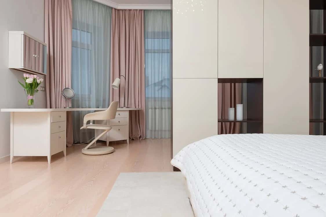 l-shaped wardrobe design in a bedroom